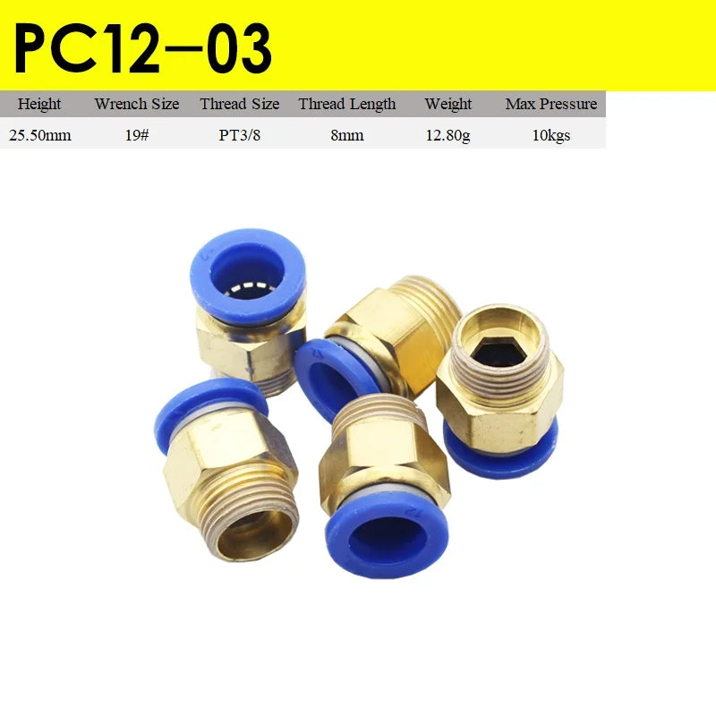 Fast Twist Pneumatic 6mm 8mm 10mm 12mm Tube To PC4PC6PC8PC10PC12-M5 Male Thread Stainless Steel Pipe Fittings Connector