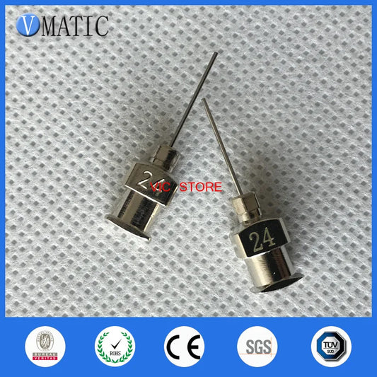 Free Shipping 0.5'' Tip Length 24G All Metal Blunt Stainless Steel Glue Dispensing Syringe Needles Tips 1/2 Inch