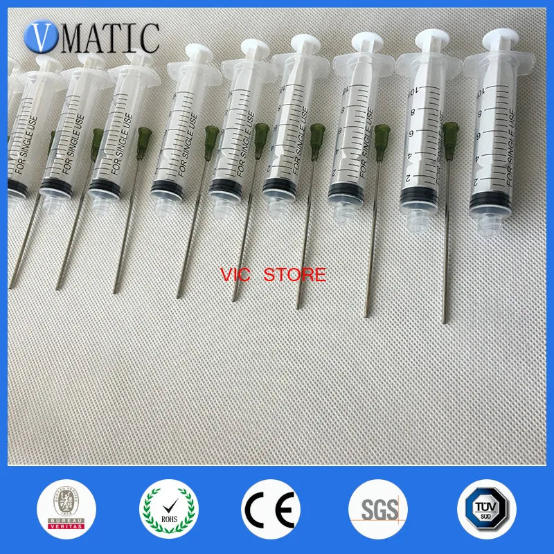 Free Shipping Non Sterilized 10Pcs 95mm Length 14G Dispensing Needle + 10cc/ml Plastic Syringe