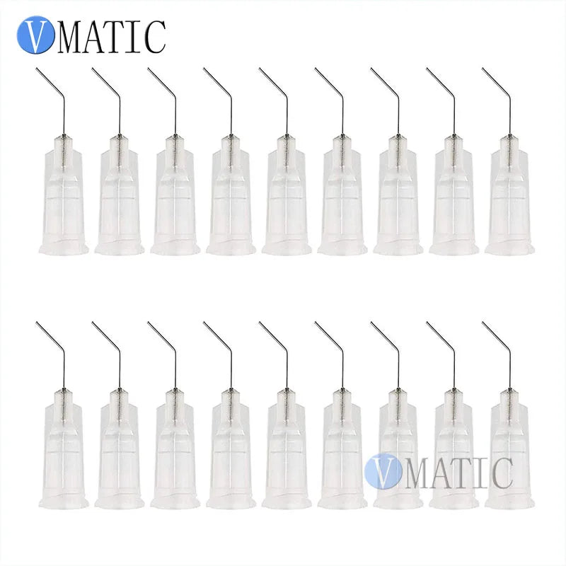 Free Shipping 100Pcs 27G Clear 0.5'' 45 Degree Bent Best Quality Dispensing Needle Tips 1/2 Inch For Syringe