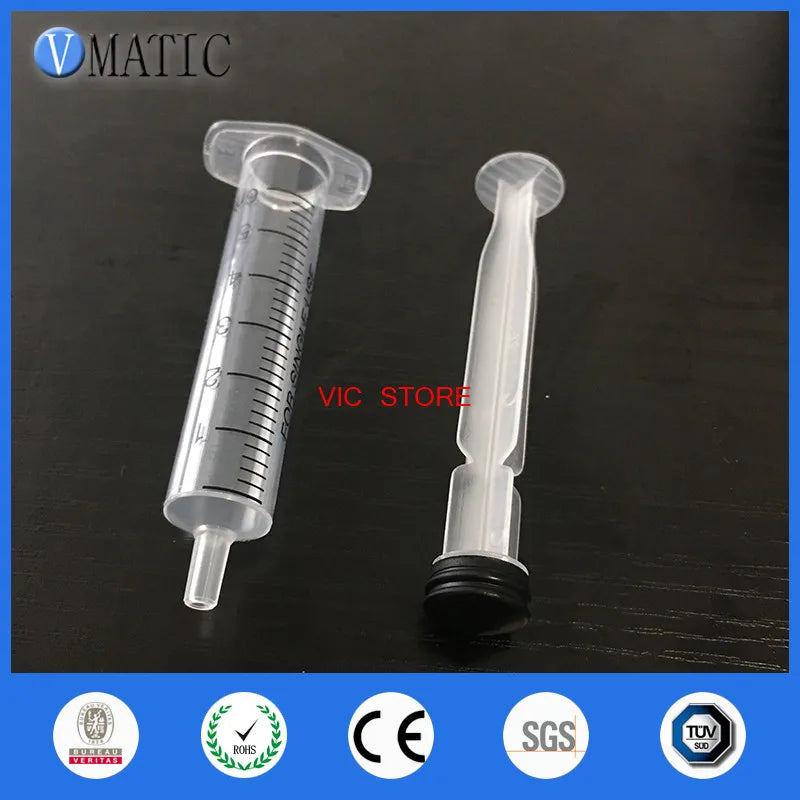 High Quality Non Sterilized 6cc/ml Plastic Syringe + Dispensing Needle + Syringe Cap/Stopper X 2 Pcs