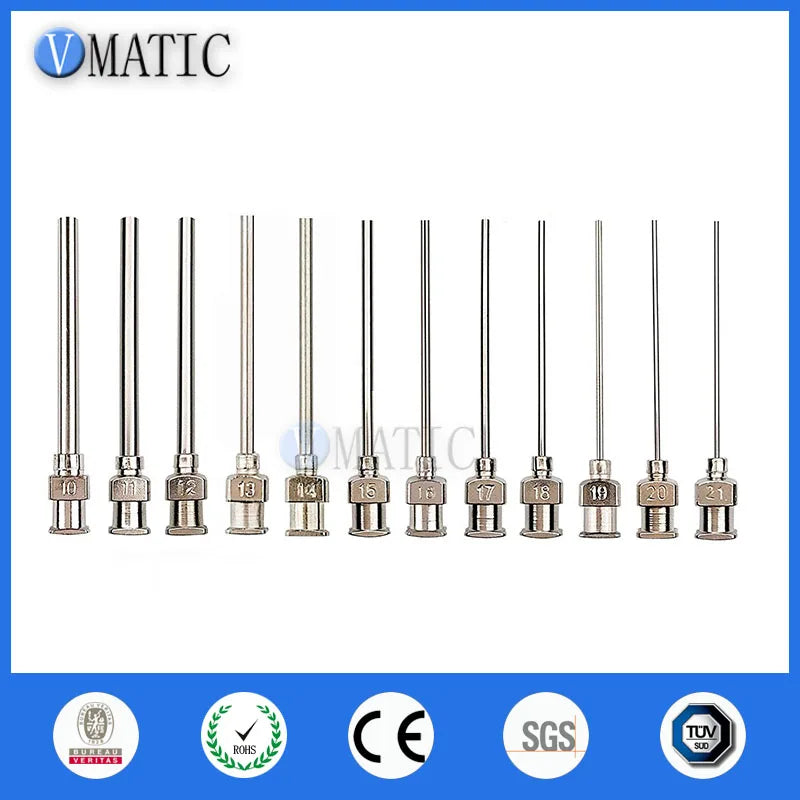 Free Shipping 12Pcs 10G-21G 1.5'' 1-1/2 Inch Ce Approved Stainless Steel Metal Needle Tips