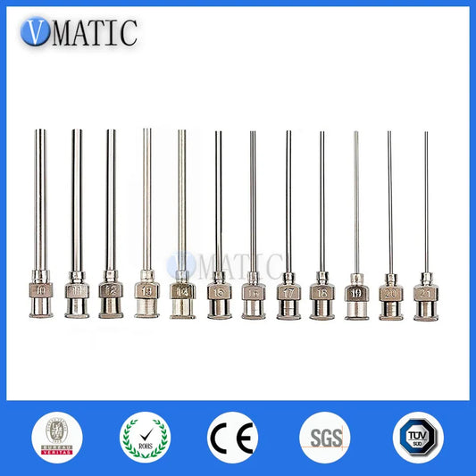 Free Shipping 12Pcs 10G-21G 1.5'' 1-1/2 Inch Ce Approved Stainless Steel Metal Needle Tips
