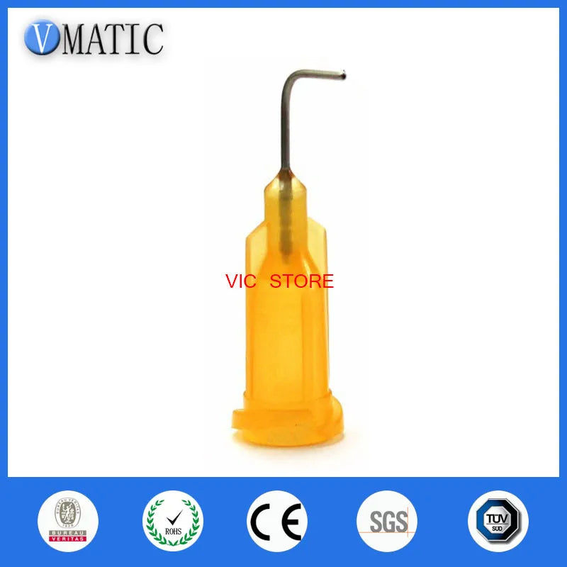 Free Shipping 100Pcs 23G Orange Color 0.5'' Tube Length 90 Degree Bent Glue Dispensing Needle Tip 1/2 Inch
