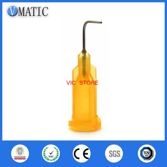 Free Shipping 100Pcs 23G Orange Color 0.5'' Tube Length 90 Degree Bent Glue Dispensing Needle Tip 1/2 Inch