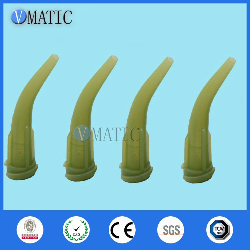 Free Shipping 100pcs TT Tapered Plastic Bent Dispensing Needle Tips 14G Olive Color Plastic Needles