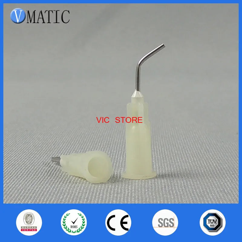 Free Shipping 100Pcs 19G 45 Bent Degree 0.5'' Pre-Bent Dispenser Needle Tip 1/2 Inch