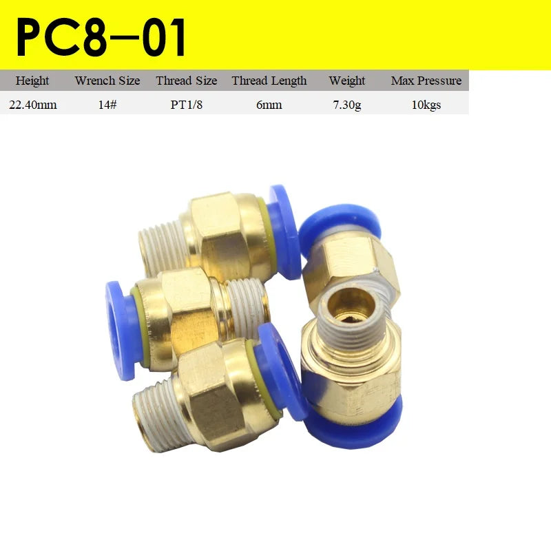 Fast Twist Pneumatic 6mm 8mm 10mm 12mm Tube To PC4PC6PC8PC10PC12-M5 Male Thread Stainless Steel Pipe Fittings Connector