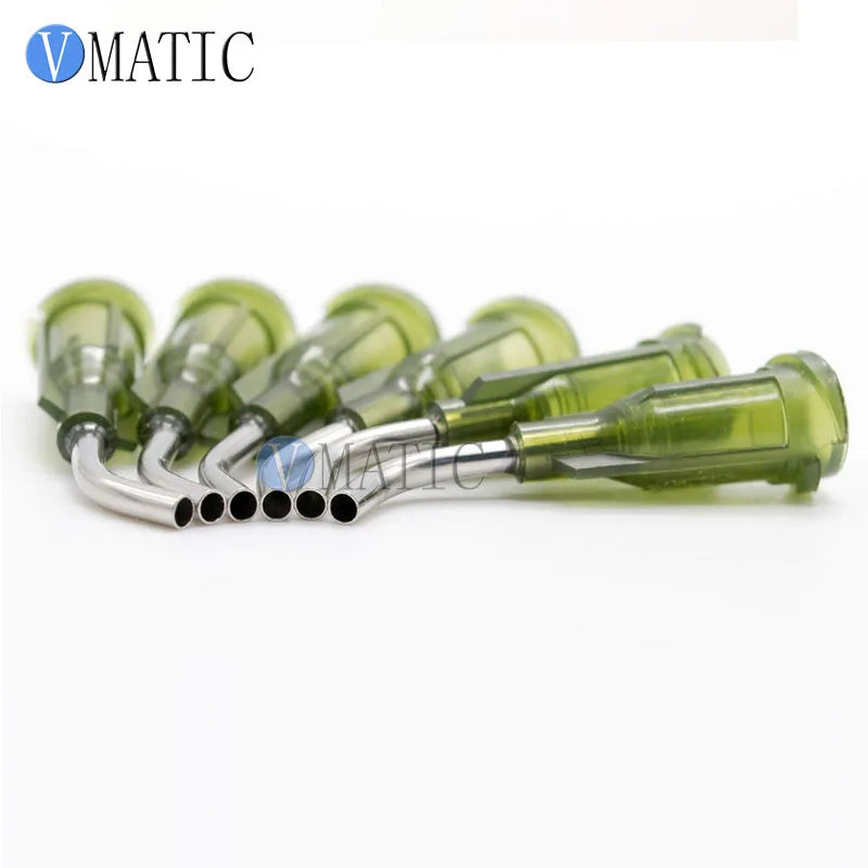 Free Shipping 100Pcs 14G Olive 0.5'' 1/2 Inch Tube 45 Degree Glue Dispensing Needle Tips