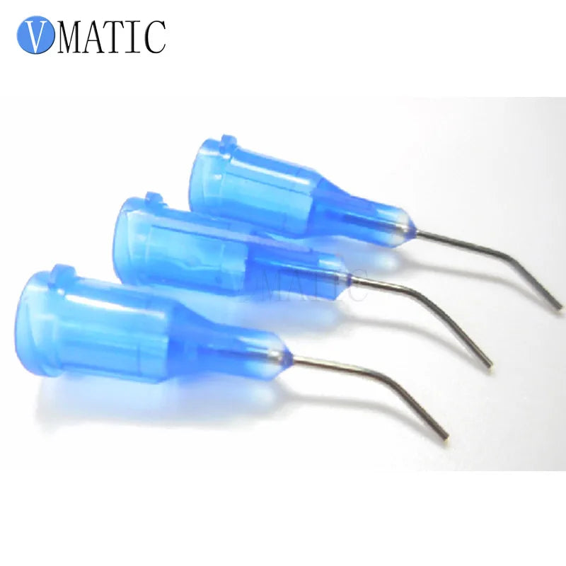 Free Shipping 100Pcs 22G Blue 0.5'' Tubing 45 Degree Bent Best Quality Glue Syringe Needle 1/2 Inch