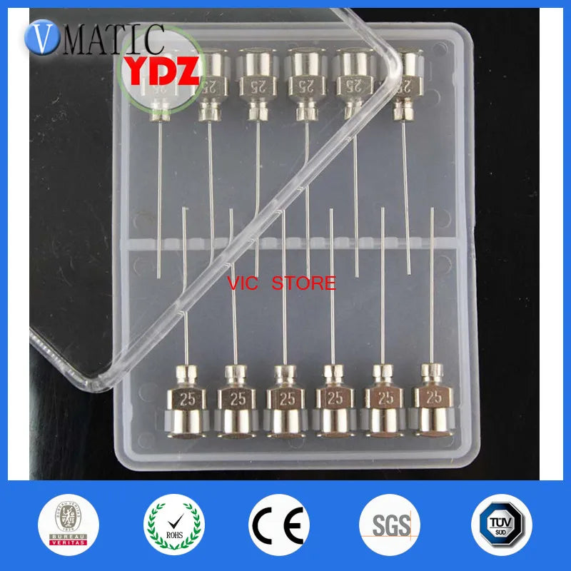 Free Shipping 12Pcs 1 Inch Tip Length 25G Blunt Stainless Steel Glue Dispensing Needles Syringe Needle Glue Dispensing Tips