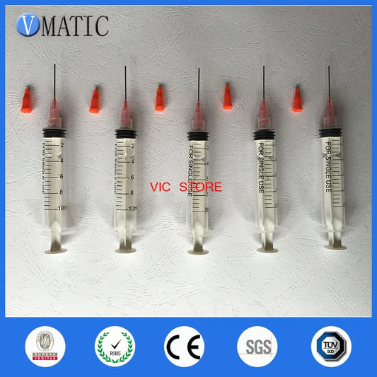 Free Shipping Non Sterilized Refilling 10 Ml/Cc Manual Plastic Syringe With 1 Inch Blunt Tip Dispensing Needle 20G & Stopper