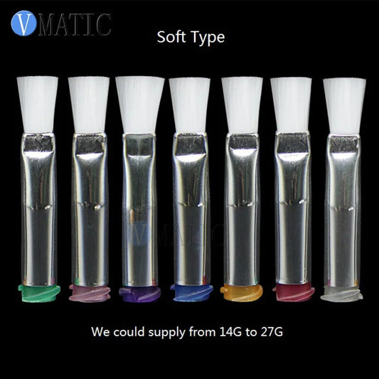 Free Shipping 14G-27G 4mm Flat Liquid Glue Dispensing Needle Brush Screw Thread Needles EFD Soft Brush Needle