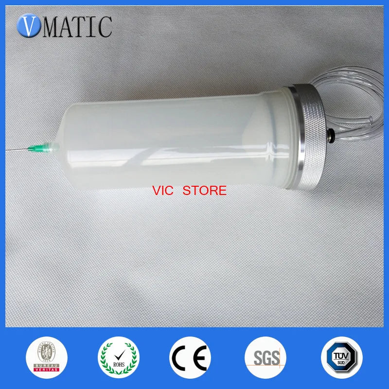 Free Shipping New Thickening Explosion Proof Luer Lock Pneumatic Syringe Barrel 500cc/ml With Adapter Piston And Tube