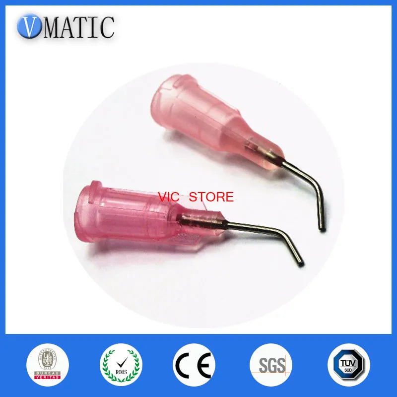 Free Shipping 100Pcs 20G Pink Color 0.5'' 45 Degree Bent Glue Adhesive Dispensing Needle Tips 1/2 Inch
