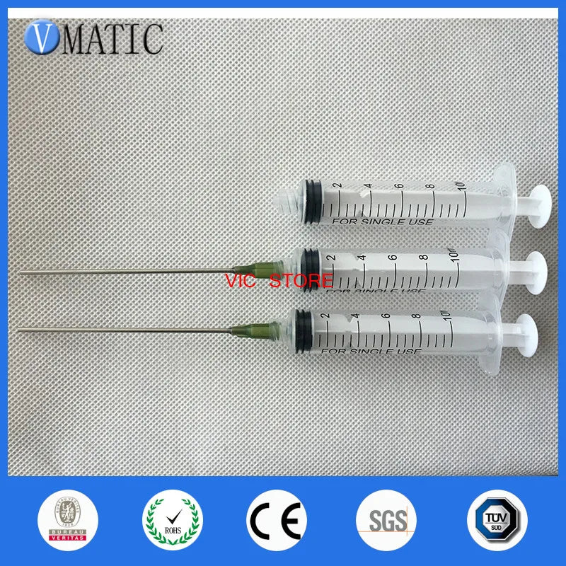 Free Shipping Non Sterilized 10Pcs 95mm Length 14G Dispensing Needle + 10cc/ml Plastic Syringe