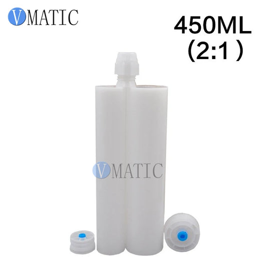 Free Shipping Two Component 450ml/cc 2:1 Glue Dispensing Plastic Cartridge With Static Mixer/Mixing