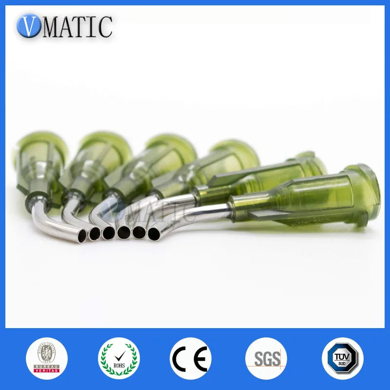 High Quality 100Pcs 14G Olive 0.5'' 45 Degree Bend Bent Dispensing Needle Tips 1/2 Inch