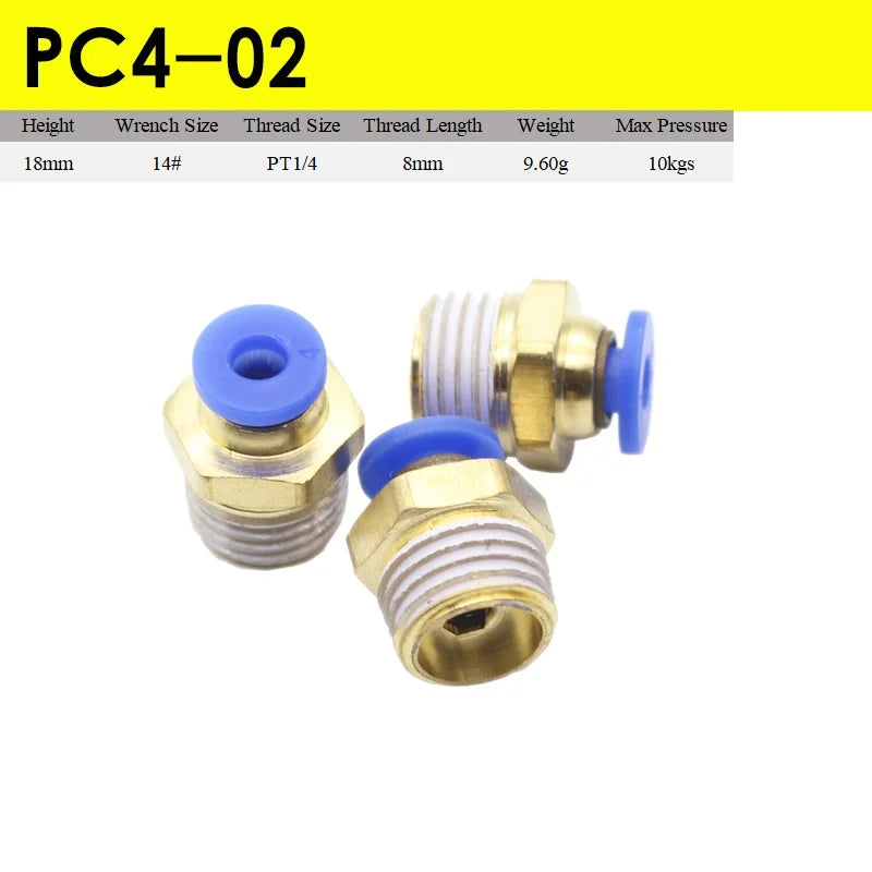 Fast Twist Pneumatic 6mm 8mm 10mm 12mm Tube To PC4PC6PC8PC10PC12-M5 Male Thread Stainless Steel Pipe Fittings Connector