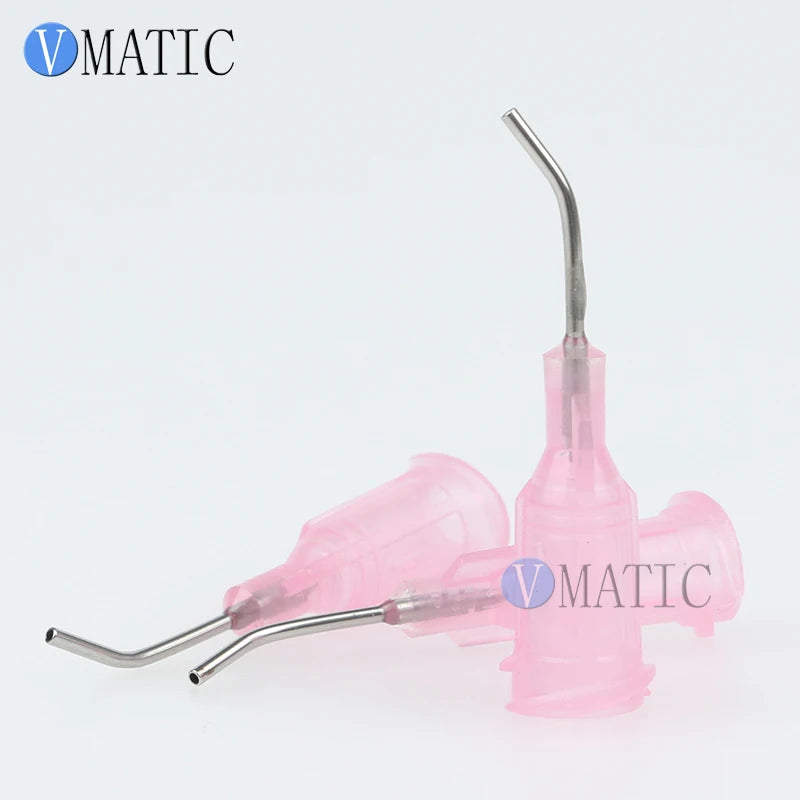Free Shipping 100Pcs 20G Pink 0.5'' 45 Degree Bent Adhesive Tips 1/2 Inch