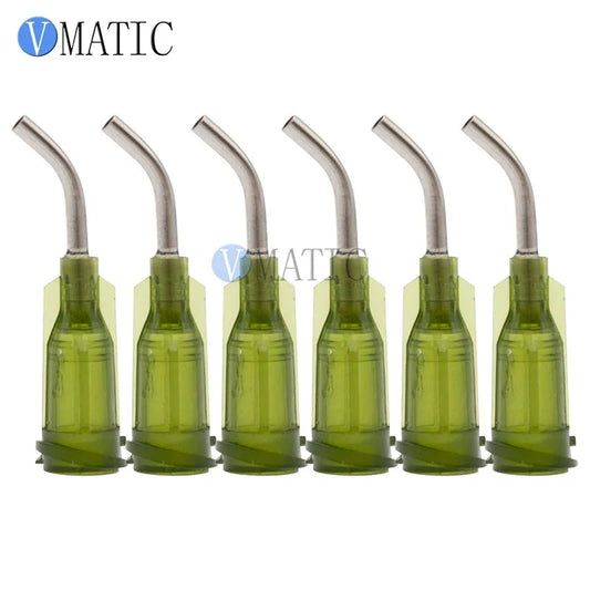 Free Shipping 100Pcs 14G Olive 0.5'' 1/2 Inch Tube 45 Degree Glue Dispensing Needle Tips
