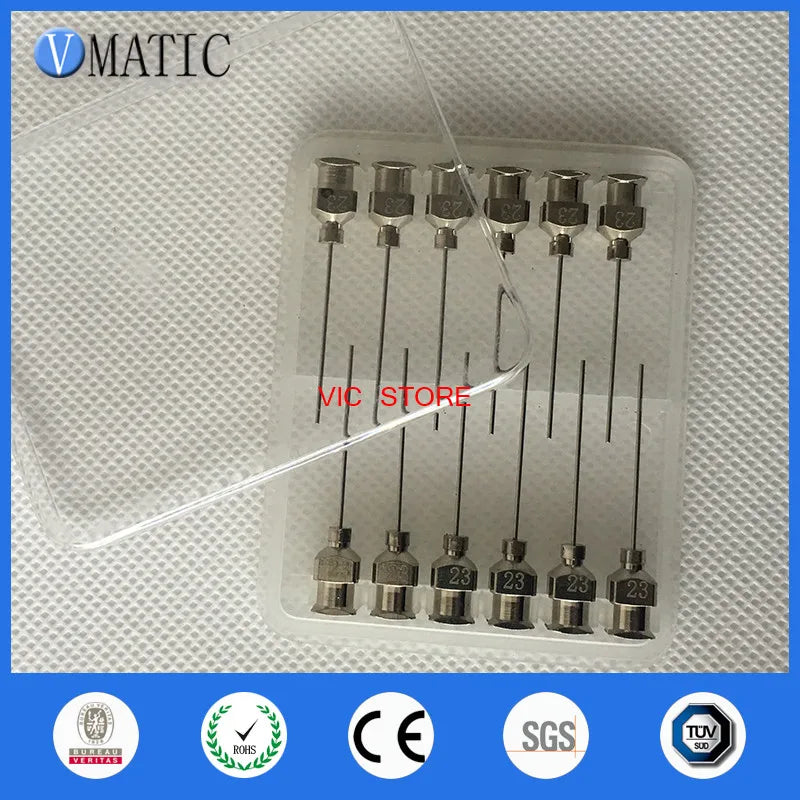 Free Shipping 12Pcs 1 Inch Tip Length 23G Blunt Stainless Steel Liquid Glue Fluid Dispensing Syringe Needle
