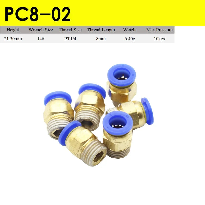 Fast Twist Pneumatic 6mm 8mm 10mm 12mm Tube To PC4PC6PC8PC10PC12-M5 Male Thread Stainless Steel Pipe Fittings Connector