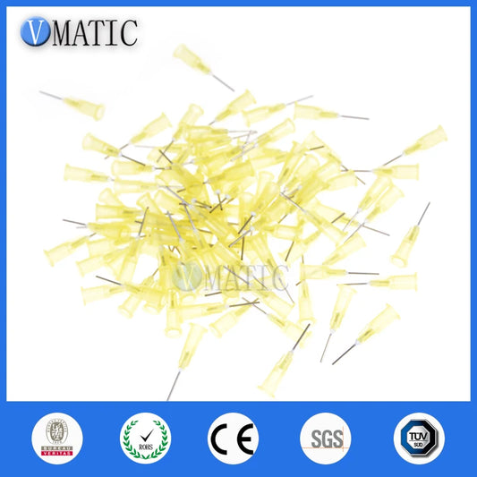 Free Shipping 100pcs 20Ga Yellow Dispensing Needle Tips Flux Soldering Paste Solder Paste Flux Needles 1/2 Inch Dia 0.62mm