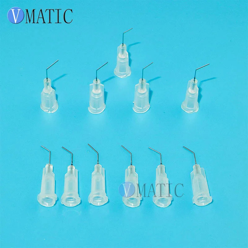 Free Shipping 100Pcs 27G Clear 0.5'' 45 Degree Bent Best Quality Dispensing Needle Tips 1/2 Inch For Syringe
