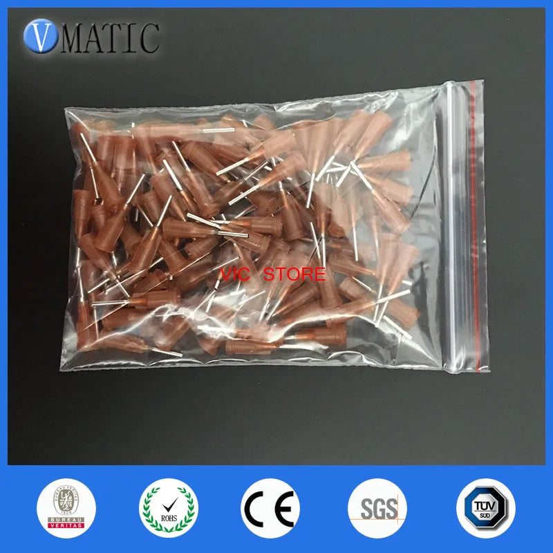 High Quality 100 Pcs Industrial Tips 15G Dispensing Needles Amber Color Glue Dispense Blunt Needle 1/2 Inch