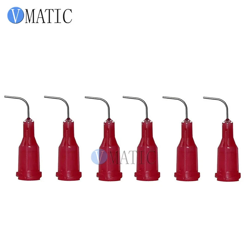 Free Shipping 100Pcs 25G Red 0.5" Tube Length 90 Degree Bent Dispenser Glue Needle 1/2 Inch