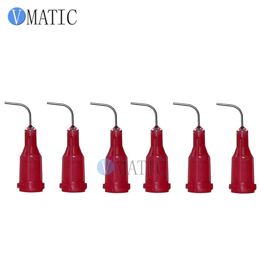 Free Shipping 100Pcs 25G Red 0.5" Tube Length 90 Degree Bent Dispenser Glue Needle 1/2 Inch