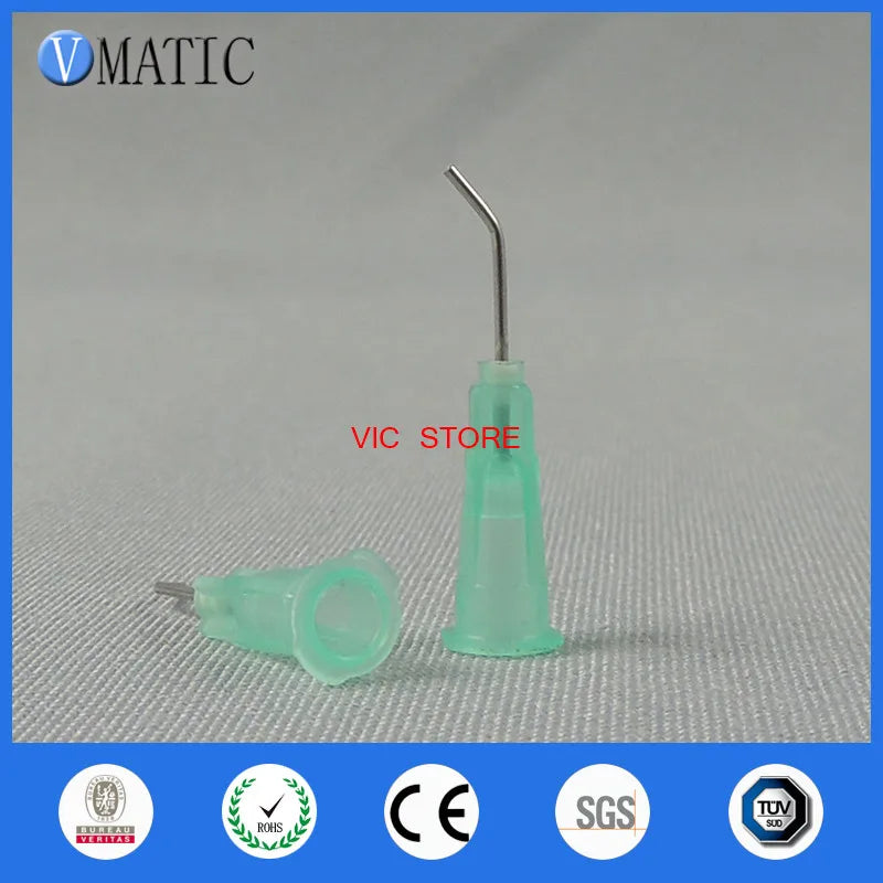 Free Shipping 100Pcs 21G 45 Bent Degree 0.5'' Pre-Bent Needle Tips 1/2 Inch