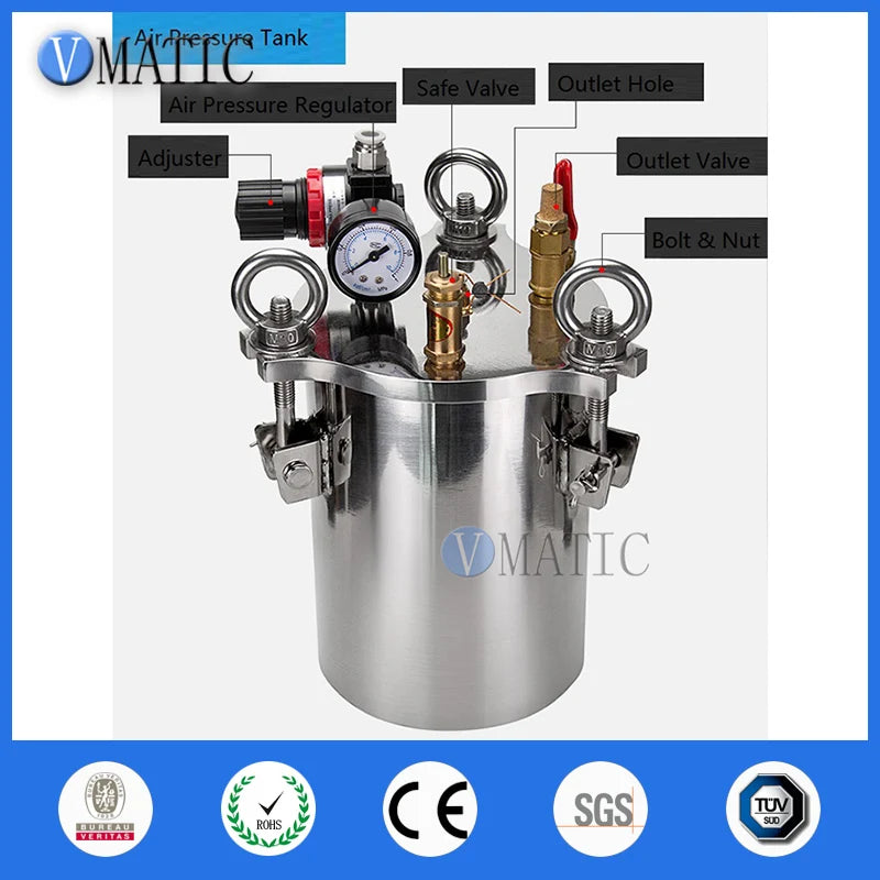 Automatic Glue Dispenser A B Mixed Doming Liquid Distribution Stainless Steel Pressure Tank 1L With Valve For Epoxy Resin