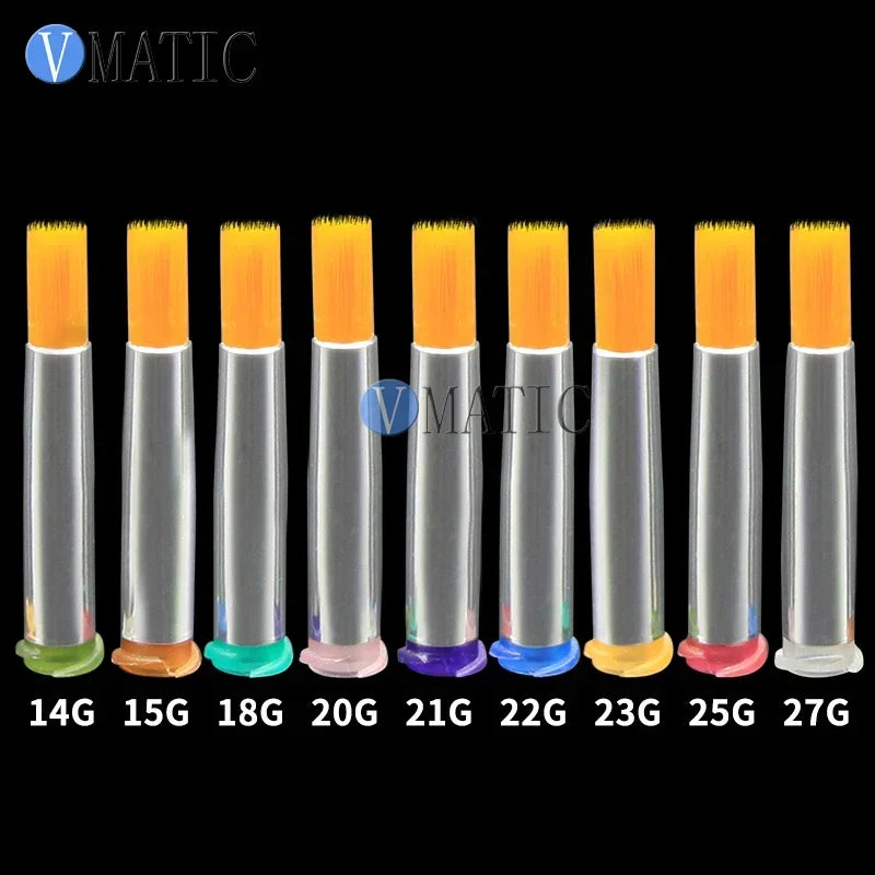 Free Shipping 10pcs 14-27G Yellow Hard Round Type Fluid Glue Dispense Needle Brush Dia 2 to 8 mm