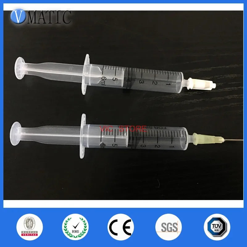 Free Shipping Non Sterilied 6cc/ml Syringe + Dispensing Needle + Syringe Cap X 2 Sets