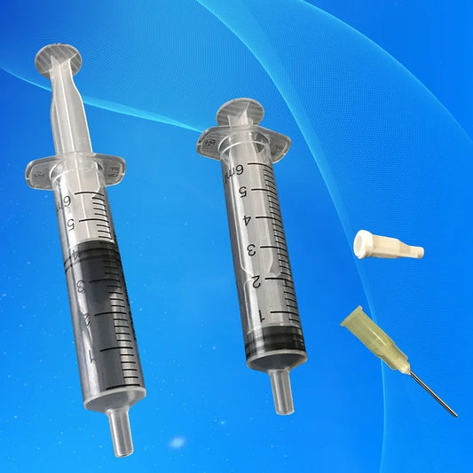 ‌6ml Heavy Duty Manual Syringe Kit | 2-Pack Industrial Dispenser for Resin/Adhesive/Lubricant (Leakproof)‌