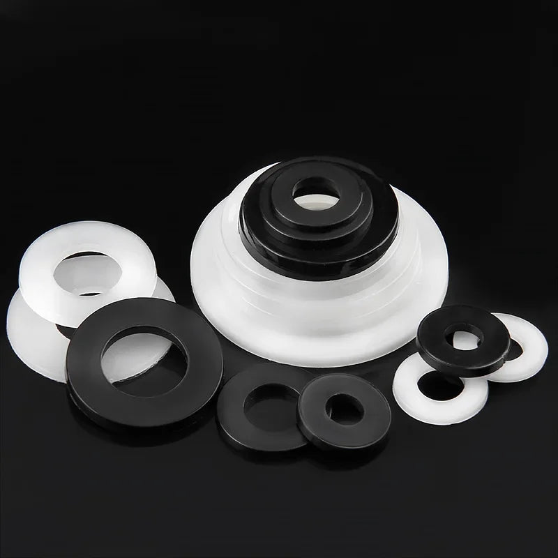 50/100/200Pcs M2-M20 White Black Plastic Nylon Flat Washer Plane Spacer Insulation Gasket Ring For Screws&Bolt