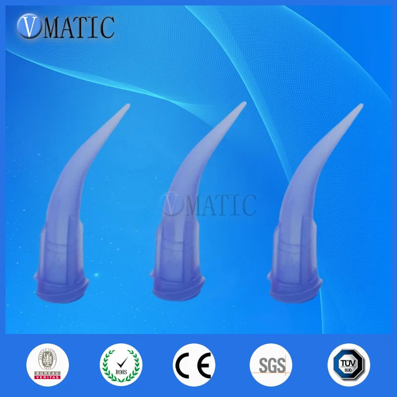 ‌100pcs 22G(0.41mm) Blue Bent Dispensing Tips | Angled Plastic Nozzles