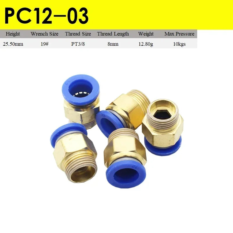 5pcs Fast Twist Pneumatic 6mm 8mm 10mm 12mm Tube To PC4PC6PC8PC10PC12-M5 Male Thread Stainless Steel Pipe Fittings Connector