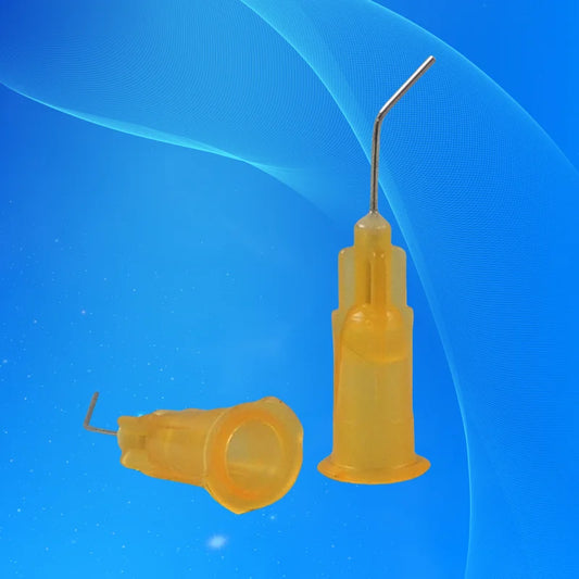 ‌100-Pcs 25G Dispensing Needles | 45° Angled Precision Glue Tips with 0.5'' Bayonet Lock (0.41mm ID, 1/2'' Length) for Electroni