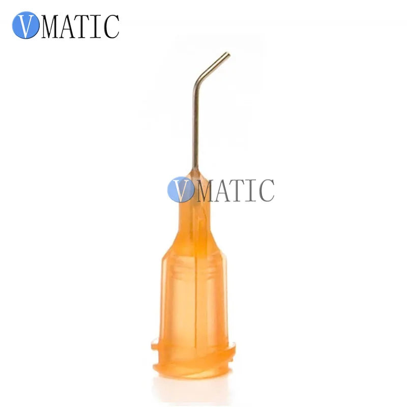 High Quality 100Pcs 23G Orange 0.5'' 45 Degree Bent Automatic Glue Dispensing Needle Tip 1/2 Inch