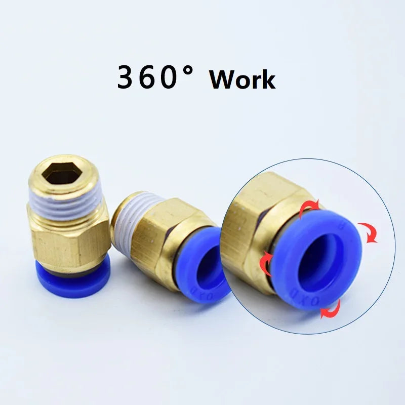 5pcs Fast Twist Pneumatic 6mm 8mm 10mm 12mm Tube To PC4PC6PC8PC10PC12-M5 Male Thread Stainless Steel Pipe Fittings Connector
