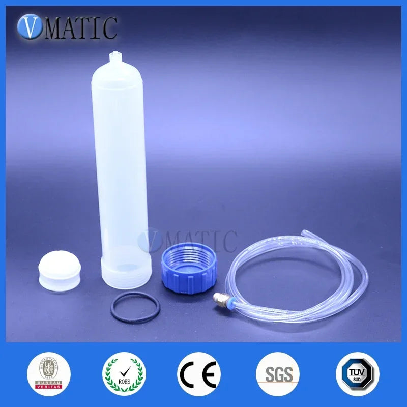 Free Shipping Thickening Explosion Proof 200cc/ml Helix Luer Lock Dispensing Pneumatic Syringe Barrel With Adapter