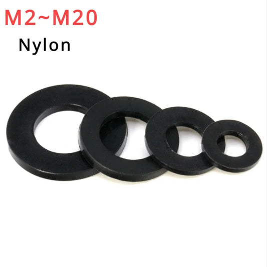 Black Nylon Flat Washers Plastic Flat Washers Waterproof Seals M2 M2.5 M3 M4 M5 M6 M8 M10 M12 M14 M16 M18 M20