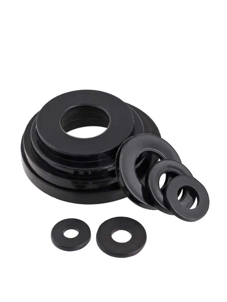 Black PA66 Nylon Plastic Flat Washer Plane Spacer M2 M2.5 M3 M4 M5 M6 M8 M10 M12 M14~M20 Insulation Gasket Ring For Screw 1~3mm