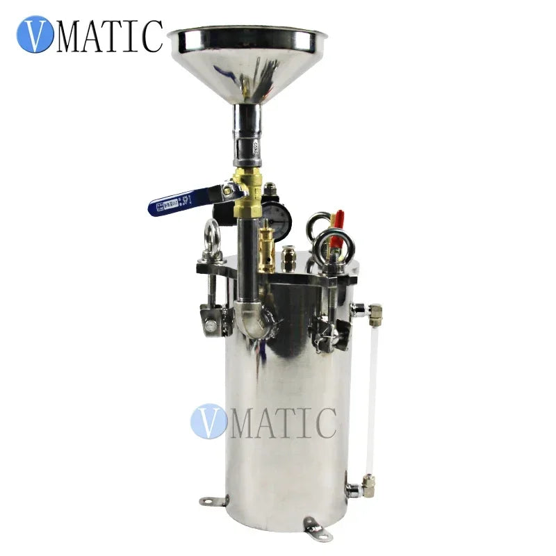 Stainless Steel Pressure Bucket System with Liquid Level Gauge & Air Regulator | Adhesive Dispensing Tank | Fast Shipping