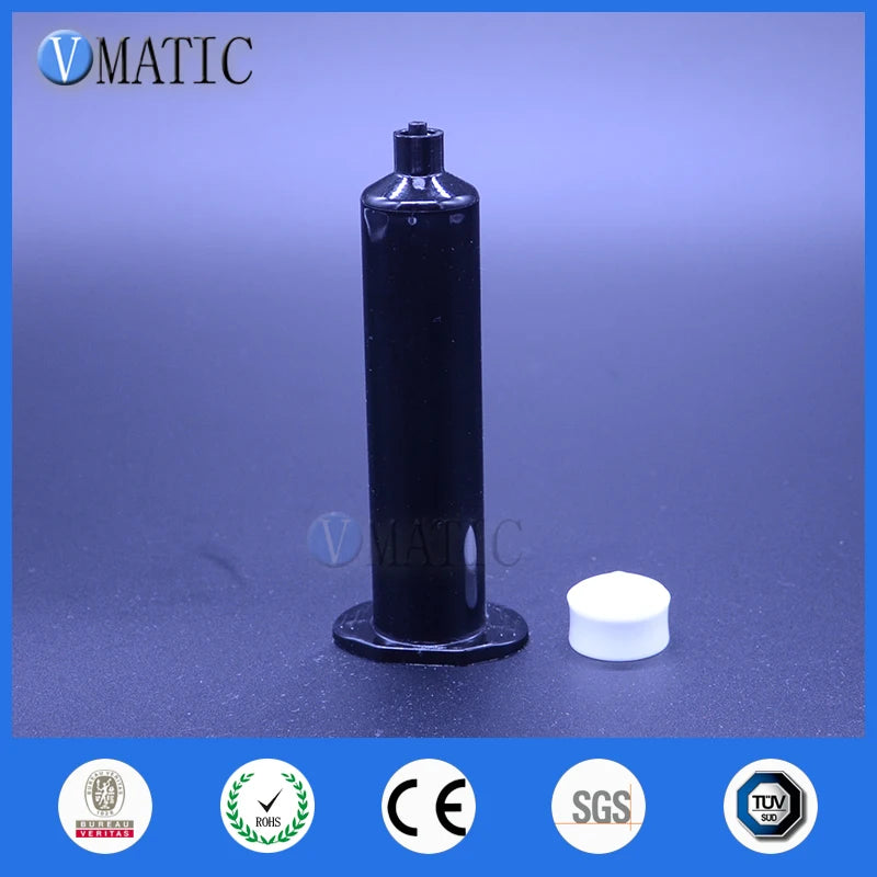 Free Shipping Wholesale 500 Sets US Style Plastic Dispenser Pneumatic Syringe 30 Cc / Ml Black Barrel With Tip Stopper & Piston
