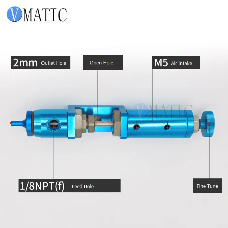 High Quality Small Valve Quality Needle Off Dispensing Valve / Blue Color Glue Dispense Nozzle Valve