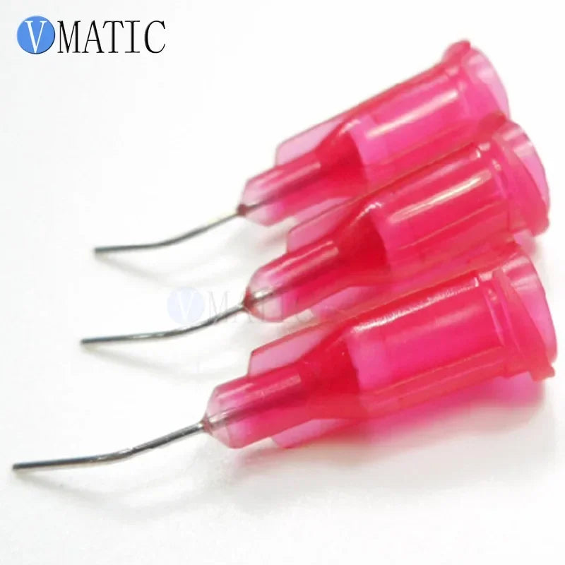 ‌100Pcs 25G 45° Bent Dispensing Needles | 0.5'' SUS304 Red Glue Tips for Precision Adhesive Free Shipping‌